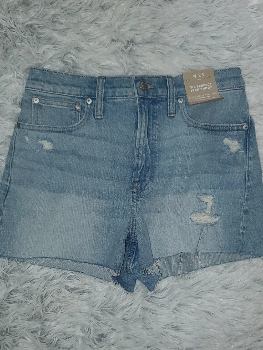 **Madewell The Perfect Jean Short Women’s 28 High Rise Distressed Denim NWT**